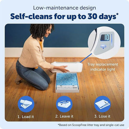 PetSafe ScoopFree Crystal Pro Self-Cleaning Cat Litter Box System – Enclosed Front-Entry – Advanced Odor Control – Includes 1 Disposable Crystal Litter Tray – White (PAL00-18017)