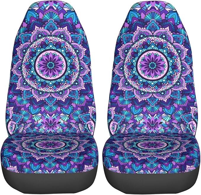 Foruidea Bohemian Style Mandala Print Car Seat Covers Universal 2 Pcs Auto Front Seat Cover Fit Most Cars,SUV,Sedan,Trucks