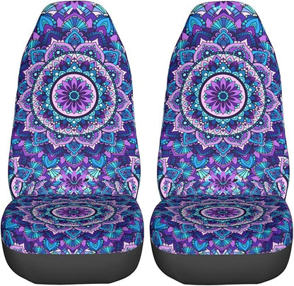Foruidea Bohemian Style Mandala Print Car Seat Covers Universal 2 Pcs Auto Front Seat Cover Fit Most Cars,SUV,Sedan,Trucks