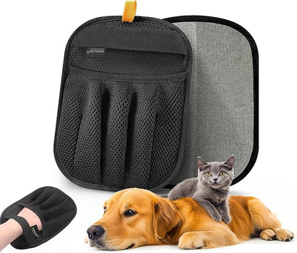 VIMALIFE Pet Hair Removal Glove for Dogs and Cats, Quick Cleaning Electrostatic Hair Remover, Reusable for Sofa, Carpet, Clothing & Car Seats, Easy Fur Cleaning Tool for Home & Travel, Black