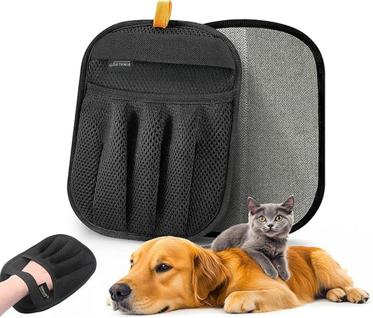 VIMALIFE Pet Hair Removal Glove for Dogs and Cats, Quick Cleaning Electrostatic Hair Remover, Reusable for Sofa, Carpet, Clothing & Car Seats, Easy Fur Cleaning Tool for Home & Travel, Black