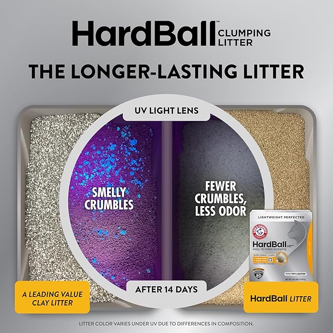 ARM & HAMMER Hardball Lightweight Platinum Multi-Cat Clumping Cat Litter Odor Control, Easy No-Mess Scooping, Garden Bloom Scent, 8.5 Lbs.
