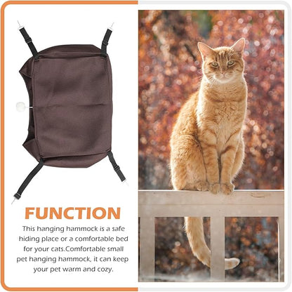 Small Coffee Mesh Cat Cage Hammock, Breathable Summer Pet Bed, Machine Washable Kitten Hanging Bed for Indoor Cats and Small Pets