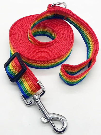 TAIAN Adjustable Nylon Dog Leash, 6FT/10 FT Long Dog Leashes for Small Medium Large Dogs (1 in x 10 ft, Rainbow)