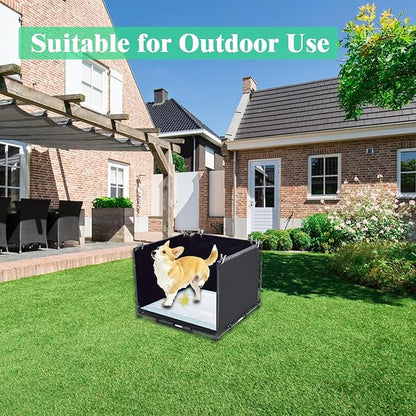 Dog Litter Box Indoor for Small Dogs,Puppy Pee Pad Holder with High Walls(23.62"*23.62"*17.72"),No-Spill Pee Pad Holder with Foldable Pet Toilet,Easy Clean Puppy Litter Box for Dogs (Small)