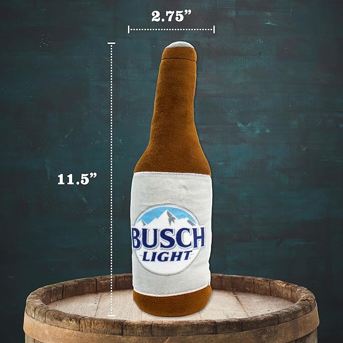 design LAB, Inc. Busch Light Beer Dog Toy |Official Merchandise Beer Bottle Squeaky Plush Toy for Dogs | 12 inch Medium Large Novelty Dog Toys for Fun and Fetch