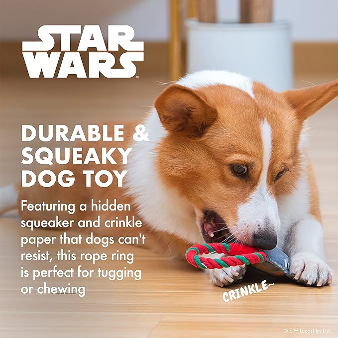 STAR WARS for Pets 4" GROGU Cradle Ornament Flattie Plush Dog Toy | The Mandalorian Holiday Pet Products GROGU | The Child Crinkle Pet Toy | for Pets (FF24155)