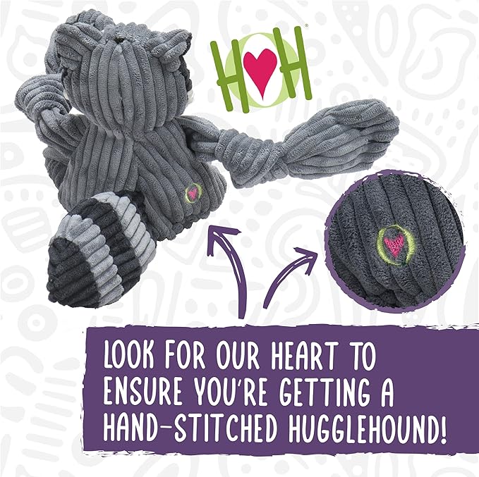 HuggleHounds Knottie Plush Dog Toy - Dog Stuffed Animal Toy, Puppy Toys, Squeaky Dog Toy for Small, Medium & Large Dogs, Durable Plush to Keep Them Busy - Roxie HuggleMutt, Large