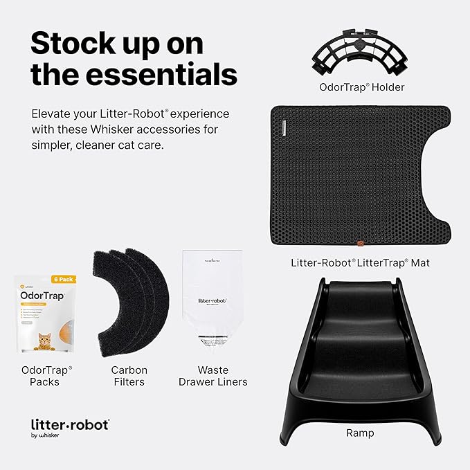 Litter-Robot 4 Ramp by Whisker, Black - Cat Ramp for Litter Box, Custom Fit for Litter-Robot 4, Non-Slip Rubber Feet, Suitable for Small & Elderly Cats, Made in the USA