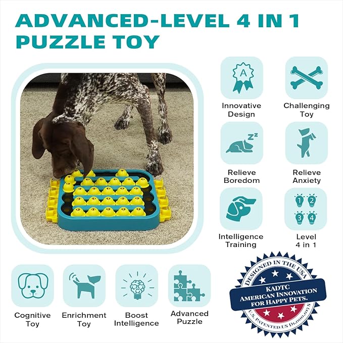 KADTC 4 Levels of Step-by-Step Challenge - U.S. Brand & Design - Extra-Large Size Easy to Advanced Dog Puzzle Toy for Small/Medium/Large Smart Dogs Hard Puzzles Difficult Mental Stimulation Toys