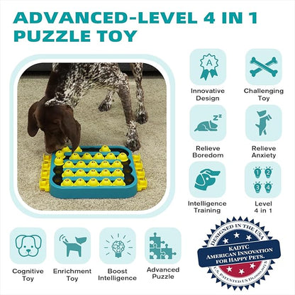 KADTC 4 Levels of Step-by-Step Challenge - U.S. Brand & Design - Extra-Large Size Easy to Advanced Dog Puzzle Toy for Small/Medium/Large Smart Dogs Hard Puzzles Difficult Mental Stimulation Toys