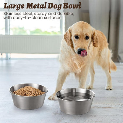 Heavy-Duty Stainless Steel Dog Bowl - Food Grade 304, Rustproof & BPA Free - Easy to Clean, Dishwasher Safe -Large (64oz, 8 Cups) Sizes for Dogs 80-110lbs