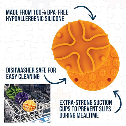 Palz&Co Paw Puzzles Slow Feeder Dog Bowl Insert - 4" Round Silicone Insert for Small Pet Bowls, Orange - Promotes Healthier Eating & Mental Stimulation, Dishwasher Safe