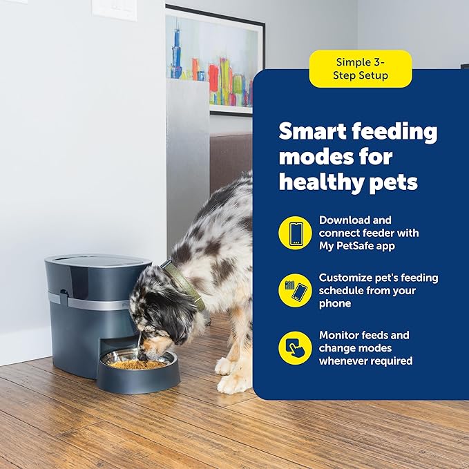 PetSafe Smart Feed Automatic Dog & Cat Feeder - Programmable Feeding - Adjustable Portion Control - WiFi Pet Feeder - Large Capacity - Stainless Steel Bowl - App Controlled