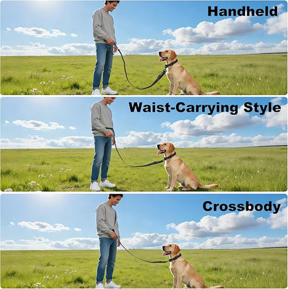 Dog Leash with Adjustable Waist Belt for Running, Crossbody Style for Hands-Free Walking Handheld Dog Walking Leash