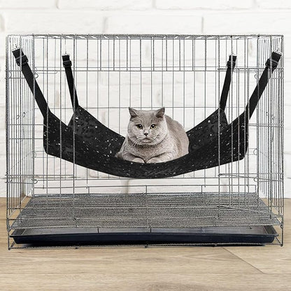 Cute Black Cheetah Leopard Skin Print Animal Cat Hammock for Cage Hanging Reversible Pet Hammock Bed Adjustable,Soft Sleeping Hammock for Cats,Ferret,Puppy,Rabbits,Small Animals