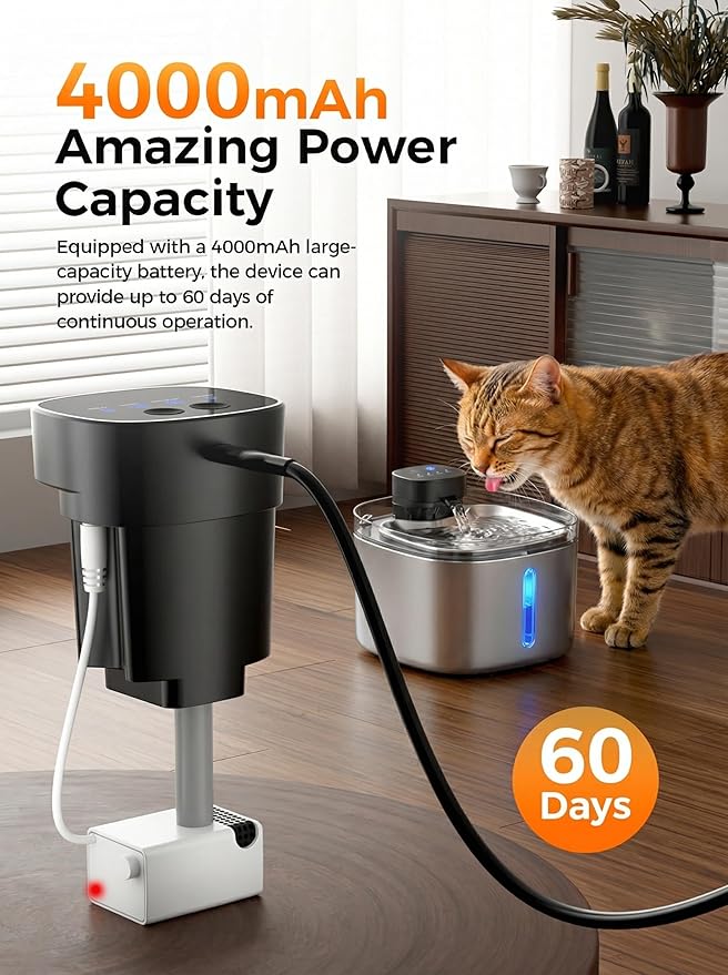 Water Fountain for Cats & Dogs 5L/169fl.oz Stainless Steel Wireless Cordless Pet Drinking Water Dispenser Cat Fountain for Indoor Outdoor &1Filter