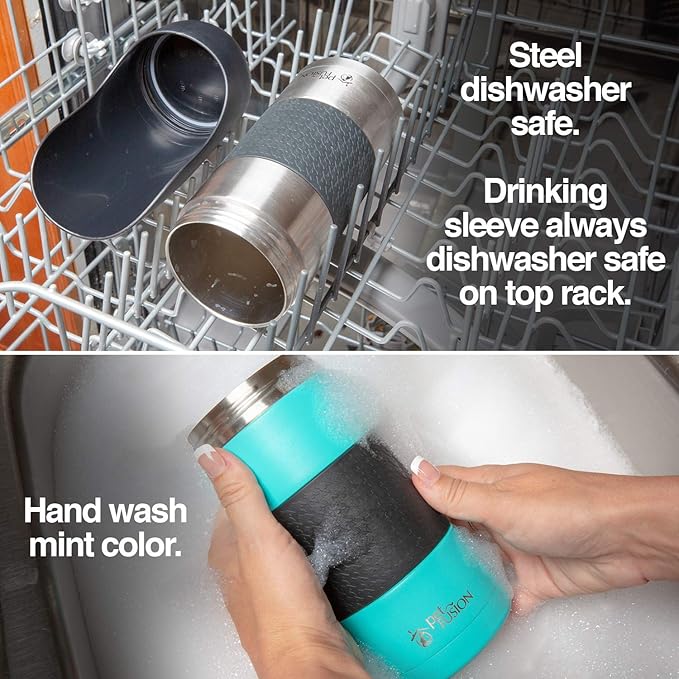 PetFusion Portable Dog Water Bottle & Dispenser (New-Large 22oz Dispenser) Insulated 2 Wall Stainless Steel- Optimal Cool Water Temp - Dog Travel Bottle