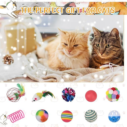 Shappy 150 Pcs Cat Toys for Indoor Cats Bulk, Kitten Toys Pack, Variety Interactive Gift Including Mice Rainbow Balls Spring Crinkle Balls Gift for Kitty Kitten Cat(Classic)