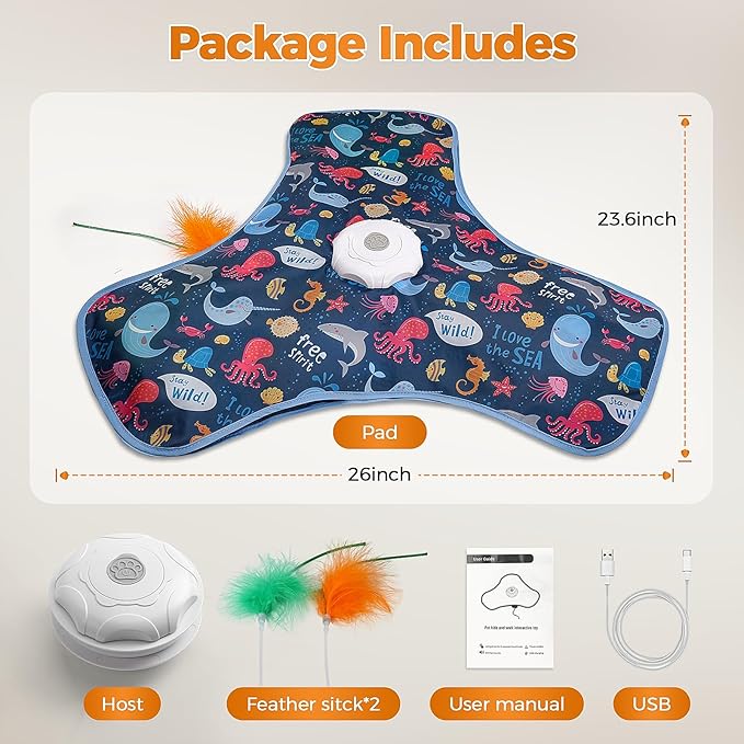 Interactive Cat Toy, Cat Toys Interactive with Touch Activation, Interactive Cat Toys for Indoor Cats with Moving Feather & Mouse Sounds, Cat Toys for Bored Indoor Adult Cats