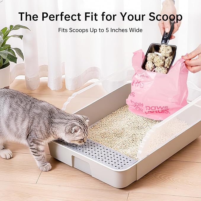 125 Count Cat Poop Bags Cherry Blossom Scented with Handles, Disposable Litter Bags for Pet Poop, Dog Kitty Waste Bags Extra-Thick Easy Tie Leak-Proof Strengthen, Pink