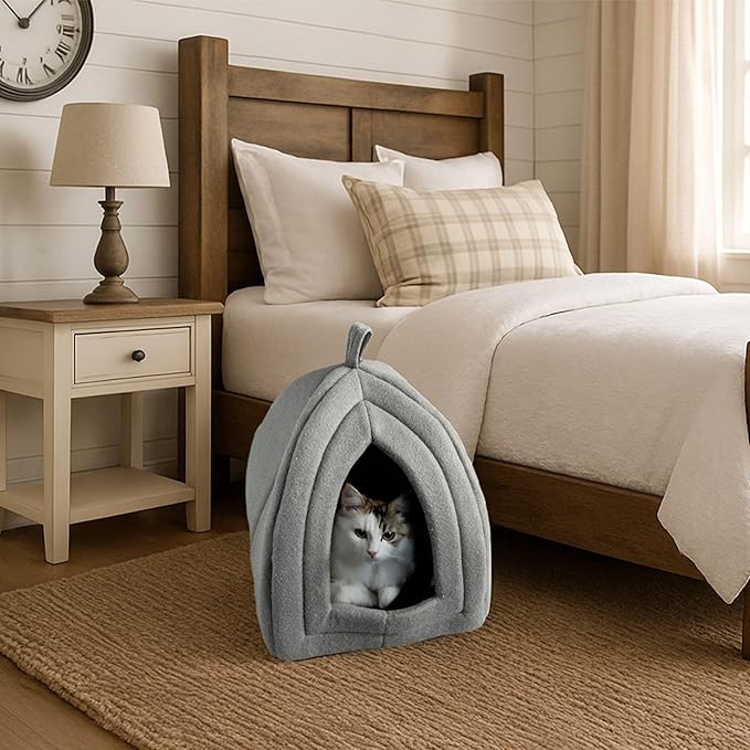 PETMAKER Indoor Cat House with Removable Foam Cushion for Cats, Kittens, Small Dogs & Small Pets, Plush Pet Bed Crate Tent Hideaway with Cozy Soft Interior, Small Animal Sleep & Rest Space