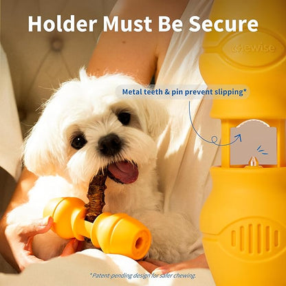 Chewise Bully Stick Holder, Improved Bully Sticks Holder, Ultimate Secure Heavy Duty, BPA-Free Safety Device to Prevent Choking, Fits Various Bully Sticks and Dog Sizes