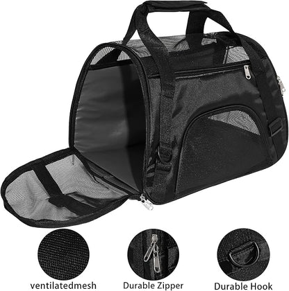 Pet Carrier Soft-Sided Carriers for Cat Carriers Dog Carrier for Small Medium Cats Dogs Puppies Pet Carrier Airline Approved Cat Dog Pet Travel Carrier (Medium,Black)