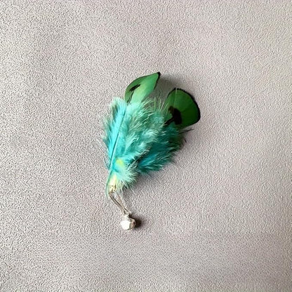 Cat Insect Feather Toy Wand Replacement,Cat Toys Feather Refills,Set of 6 Replacement Heads with Bells,Natural Feather Interactive Cat Toys (Style B)