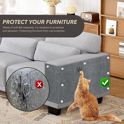 78.7"X15.8" Cat Scratching Mat, Self-Adhesive Cats Carpet, DIY Scratch Furniture Protector for Couch, Sofa, Wall & Doors, Durable Cat Scratch Guards Couch Cats Scratcher from Claw (Grey)