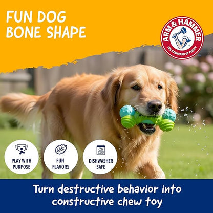 Arm & Hammer Nubbies Duality Bone, A Dental Chew Toy for Dogs - Nubby Pet Toy Cleans Teeth to Reduce Plaque & Tartar with Baking Soda, Green Apple Flavor Dog Bone for Moderate Chewers