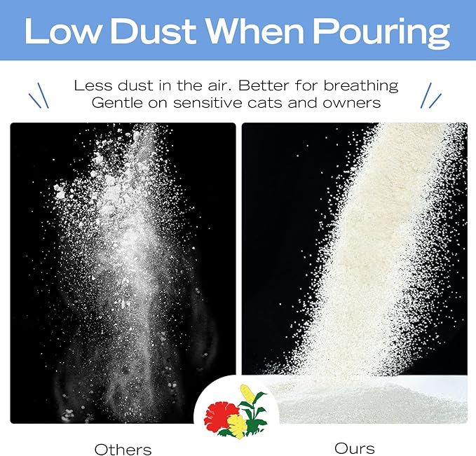 Natural Cat Litter Unscented, 100% Plant-Based, Strong Clumping Litter, Easy Scooping, Clumps Lift Cleanly, Chemical-Free, Low Dust, Corn & Cassava Litter, 5.5 LB
