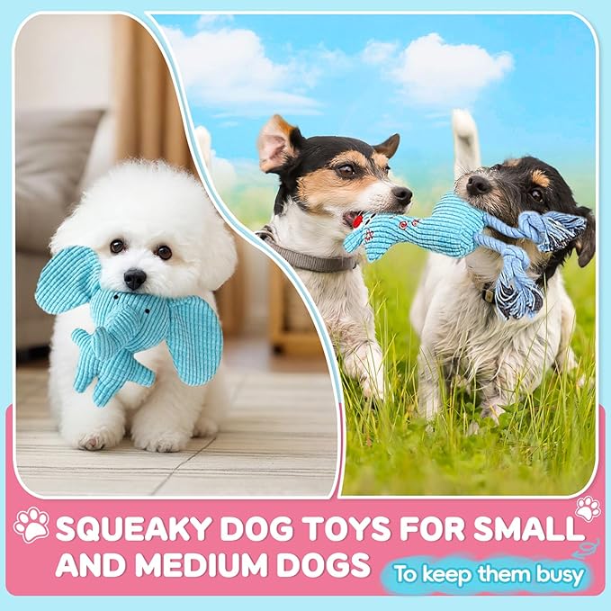 8 Pack Luxury Puppy Toys for Teething Small Dogs, Puppy Chew Toys with Squeaky Dog Toys, Balls and Rope Dog Chew Toys, Dog Toys to Keep Them Busy (Blue, 8-Pack)