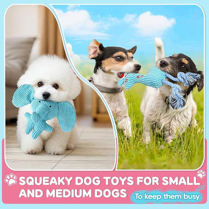 8 Pack Luxury Puppy Toys for Teething Small Dogs, Puppy Chew Toys with Squeaky Dog Toys, Balls and Rope Dog Chew Toys, Dog Toys to Keep Them Busy (Blue, 8-Pack)