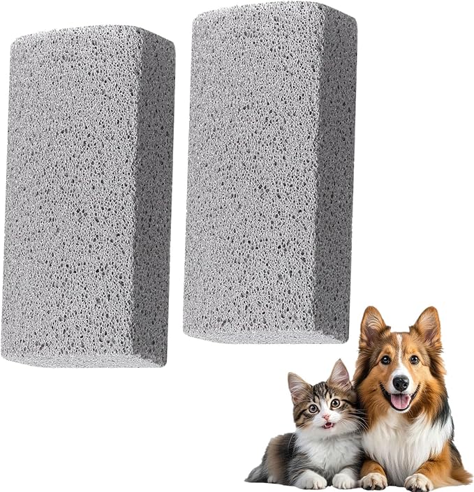 2Pcs Pet Hair Remover Pumice Stone for Cleaning Pet Hair Cat Fur Dog Hair Removal Tool for Car Interior Furniture Carpet Couch Bedding (Gray)