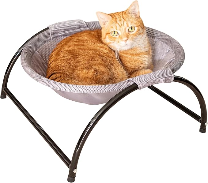 PETMAKER Cat Bed - Cat Hammock with Protective Feet, Breathable Fabric and Removable, Machine Washable Cover - Cat Beds for Pets up to 33lbs (Gray)