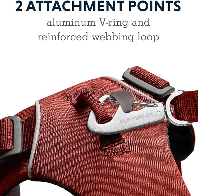 Ruffwear, Front Range Dog Harness, Reflective Soft Padded Everyday Harness with Dual Leash Clips, Adjustable and Lightweight Fit for Training or Walking for All Dogs, Red Clay, Small