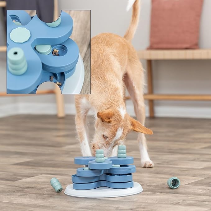 TRIXIE Flower Tower Dog Activity Interactive Toy, Level 3 Food Puzzle Game, Brain Teasing Treat Dispenser, IQ and Mental Development Toy for Smart Dogs, Enrichment Toy for Boredom Busting