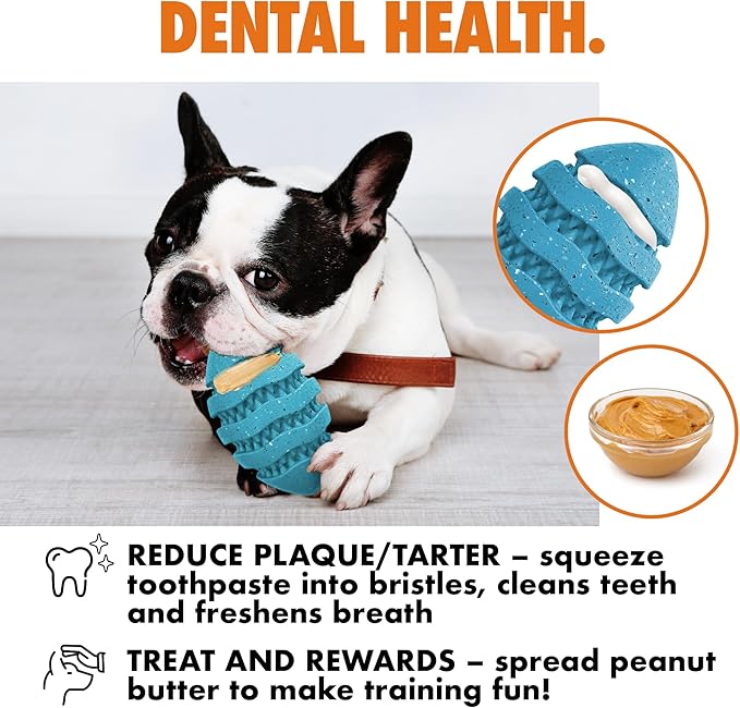 Max Fusion Made with Nike Grind, Arlee Spiro Football Dog Toy for All Dogs, Durable & Natural Rubber Chew Toy for Play, Fetch & Chewing, Large, Blue, 1 Count