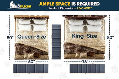 2026 Upgraded Dog Ramp for Bed, 63" Long Foldable Pet Ramp for Small Large Dogs, Dog Ramps for High Beds Car, High Traction with Platform 6 Adjustable Heights 24" to 30" Up to 220LBS, Wood