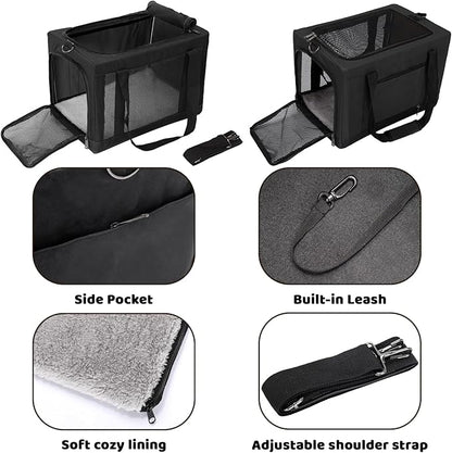 Soft Side Pet Carrier Bag with Shoulder Strap, Breathable Collapsible Mesh Cat Carrier for Cats and Dogs, TSA Airline Approved Travel Pet Carriers