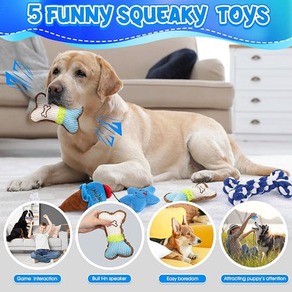 Vinsot 12 Pack Large Dog Chew Toys for Aggressive Chewers Dogs Teething Toys with Dental Rope Squeaky Balls and Chew Bone for Medium Large X-Large Breeds Dogs