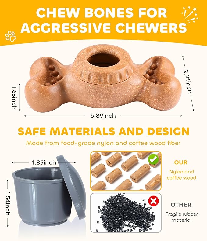 DPB Frozen Dog Toy to Keep Them Busy, FreezeBone Chew Toy & Peanut Butter Fillable Toy & Freezer/Freezable/Frozen Lick Treat Tray Enrichment Toys for Medium/Large Dogs