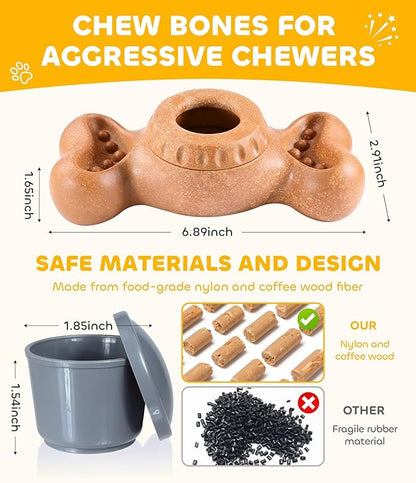 DPB Frozen Dog Toy to Keep Them Busy, FreezeBone Chew Toy & Peanut Butter Fillable Toy & Freezer/Freezable/Frozen Lick Treat Tray Enrichment Toys for Medium/Large Dogs