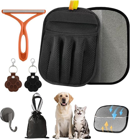Pet Hair Removal Glove for Cats & Dogs Grooming, Pet Hair Removal Tool Brush Kit Reusable Lint Remover for Carpet Furniture Car Clothes
