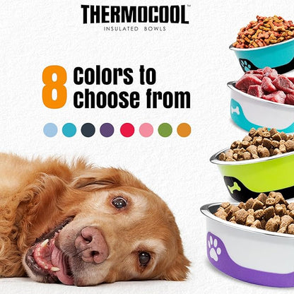 Thermocool Insulated Stainless Steel Pet Bowl - 8 Oz (X-Small) Non-Slip Feeding Dish Reduces Sliding & Spills, Keeps Water Cold & Food Warm, Dishwasher Safe (Pink)