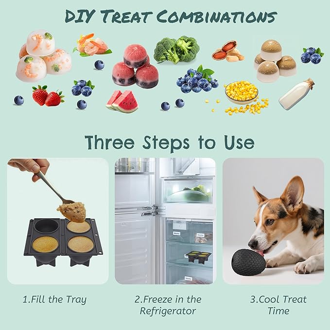 2-in-1 Enrichment Chew Toy for Dogs - Frozen Treat Toy & Dispensing Dog Puzzles Toy, Fillable Rubber Interactive Toy, Keeps Dogs Busy, Reduces Anxiety, Safe & Easy to Clean Black