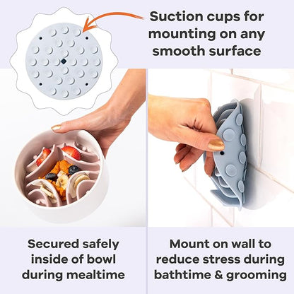 Awoo Great Vibes - Silicone Slow Feeder for Dog Bowls Over 5.5 Inches - Non-Slip, Wet and Dry Food-Compatible Pet Dish with Suction Cups - Extends Mealtime for Fast Eaters - Dishwasher Safe (Sky)