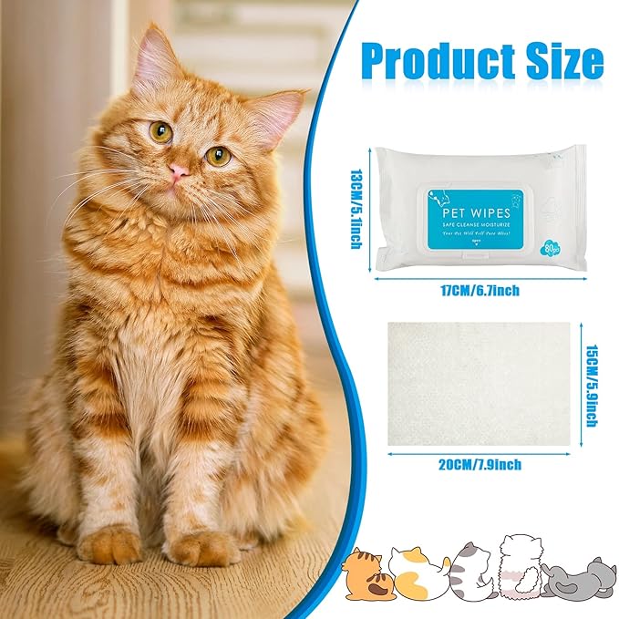 Treela 10 Packs of 800 Dog Wipes Pet Wipes Cat Grooming Supplies for Paws, Butt, Ear, Skin, Eye, Body Cleaning Bath Stain Odor Remover, Home or Travel Use(Unscented)