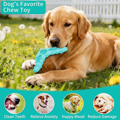 Natural Rubber Dog Chew Toys 4Pack,Tough Dog Toys for Aggressive Chewers Small Medium Breed,Interactive Dog Toys for Puppy to Clean Teeth Gum Massage,Tug & Fetch(Blue)